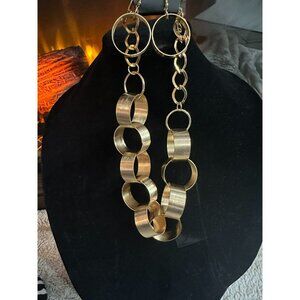 Gold-Tone‎ Interlocking Hoop Necklace & Earring Set
